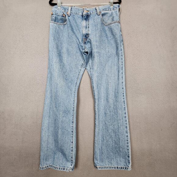 Levis 517 Jeans Mens 33x30 Light Blue Boot Cut Denim Light Wash Zip Fly Classic - Picture 1 of 15